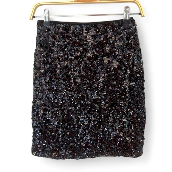Maner Black Sequin Stretch Mini Skirt Women’s XS Lined Party Club - Picture 2 of 9